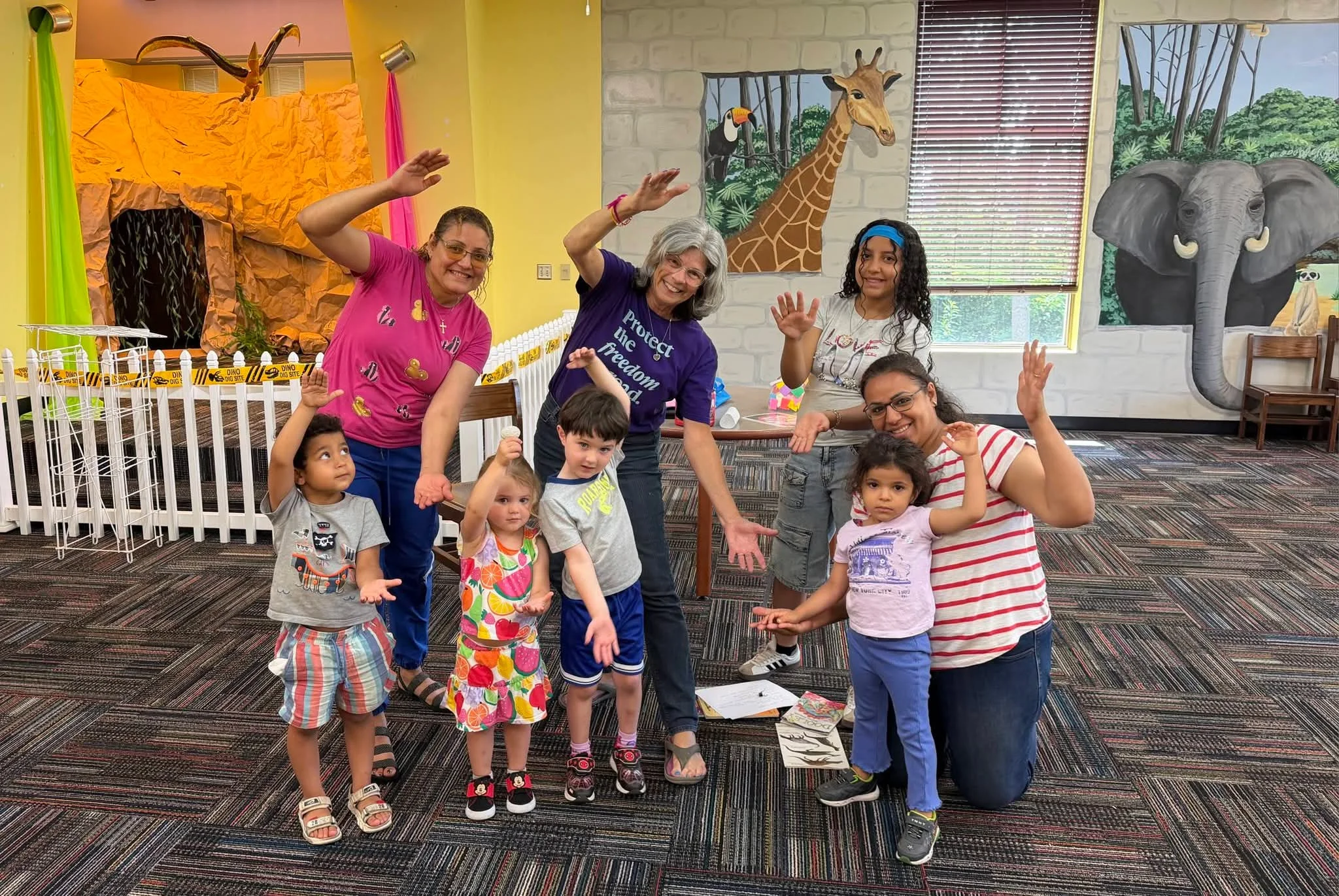 Connie Casha with students at a classroom event